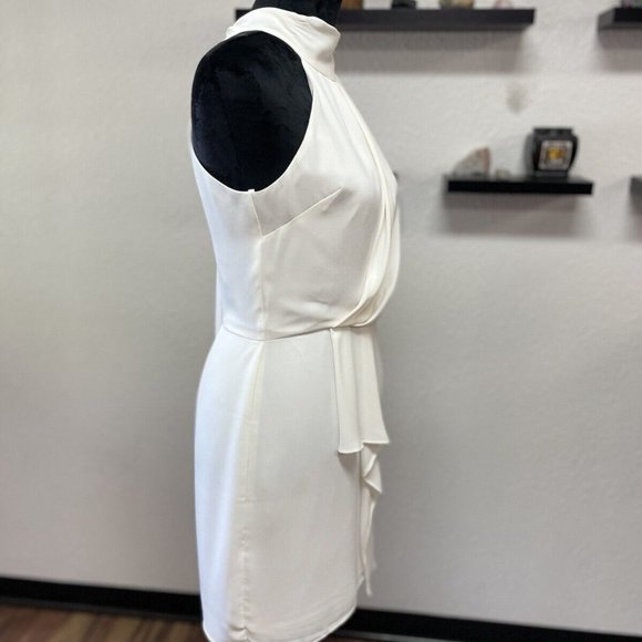 Halston Mock-Neck Mini Dress in Chalk Sz 2 - Picture 8 of 14